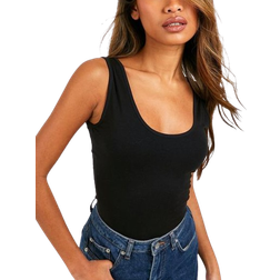 boohoo Basic Wide Strap Tank Top - Black