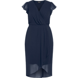 City Chic Wrap Swing Dress - Navy