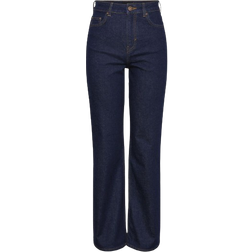 Pieces Pcholly Hw Wide Leg Jeans - Dark Blue Denim