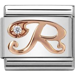 Nomination Composable Classic Link Letter R Charm - Silver/Rose Gold/Transparent