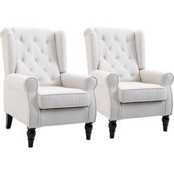 Homcom Button Tufted Accent Cream White Armchair 40.2" 2