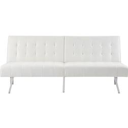 Naomi Home Tufted Split Back Futon White Sofa 66.2" 3 Seater