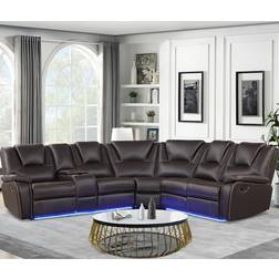 Evedy Home Theater Seat Black Sofa 6 Seater