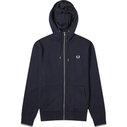 Fred Perry Hooded Zip Through Sweatshirt - Navy