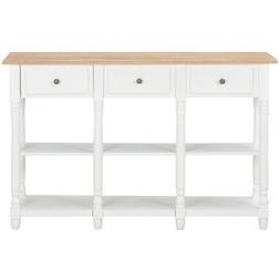 vidaXL 280016 White/Natural Wood Ablagetisch 30x120cm