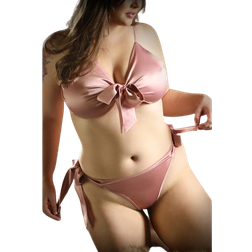 Fantasy Lingerie Tie Front Top and Panty - Pink