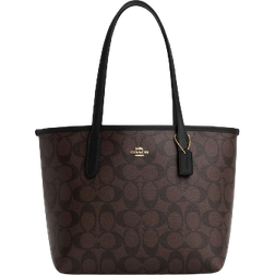 Coach Mini City Tote In Signature Canvas - Gold/Brown Black