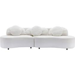 Elegance Simplicity Modern Sectional Lamb White Sofa 103.9" 3 Seater