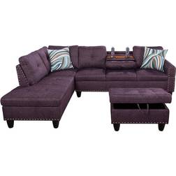 Star Home Living L-Shaped Purple Sofa 103.5" 6 Seater
