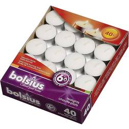 Bolsius Unscented Tea Lights White Candle 0.7" 40