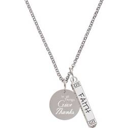 Delight Jewelry In all things Give Thanks Disc Silvertone Always My Sister Bar Charm Necklace - Silver/Black