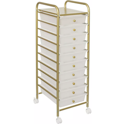 Honey Can Do Rolling Cart Gold/White Trolley Table 13x15"