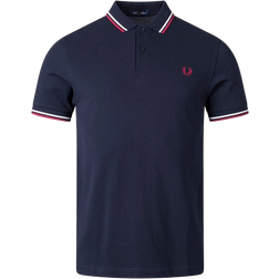 Fred Perry Twin Tipped Polo Shirt - Navy/Snow White/Burnt Red