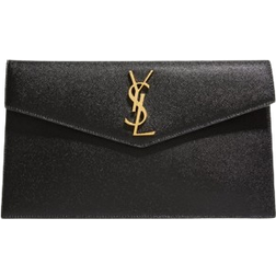 Saint Laurent Uptown Calfskin Leather Envelope Clutch - Noir