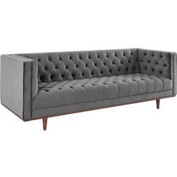 modway Elation Tufted Gray Sofa 90.5" 3 Seater