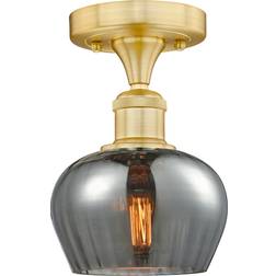Innovations Lighting Fenton Semi-Flush Mount Satin Gold/Plated Smoke Ceiling Flush Light 6.5"