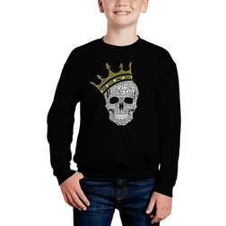 LA Pop Art Boy's Word Art Crewneck Sweatshirt - Black