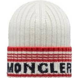 Moncler Logo Wool Beanie - White