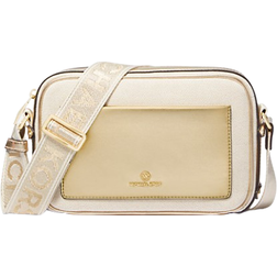 Michael Kors Maeve Large Canvas and Metallic Crossbody Bag - Pale Gold/Natural