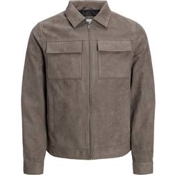 Jack & Jones Rocky Payton Faux Leather Jacket - Brown/Falcon