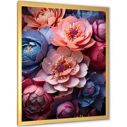 Winston Porter Shining Peonies In Radiance Gold Framed Art 24x32"