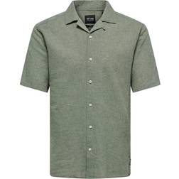 Only & Sons Caiden Slim Fit Resort Collar Shirt - Green/Swamp