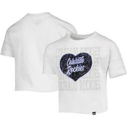 New Era Girl's Colorado Rockies Flip Sequin Heart Crop Top - White