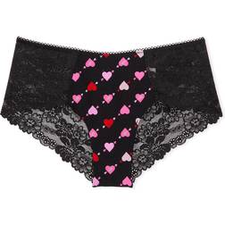 PINK No-Show Cheeky Panty - Pure Black Heart Print