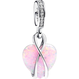 Pandora Mom Opalescent Heart Dangle Charm - Silver/Opal/Transparent