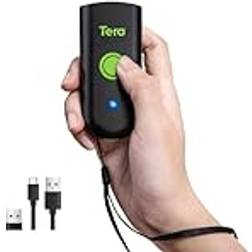 Tera Mini 1D Barcode Scanner: Taschenwasserdichter drahtloser Laserscanner, kompatibel mit Bluetooth, USB Wired, tragbarer für Geschäftslogistik, funktioniert iOS, Windows, Android, 1100L Grün