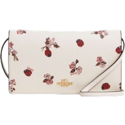 Coach Anna Foldover Clutch Crossbody With Ladybug Floral Print - Gold/Chalk Multi