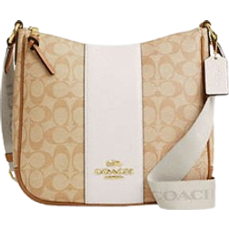 Coach Ellie File Bag In Signature Canvas With Stripe - Im/Light Khaki/Chalk Lt Saddle