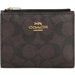 Coach Bifold Wallet In Signature Canvas - Gold/Brown/Black