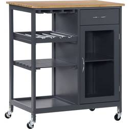 Homcom Rolling Grey Trolley Table 19x30"