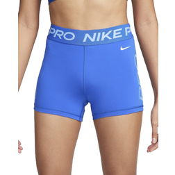 Nike Women's Pro Mid-Rise 3" Graphic Shorts - Hyper Royal/University Blue/White