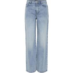 Pieces Selma Hw Wide Fit Jeans - Light Blue Denim