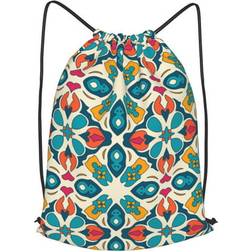 XMXT Moroccan Style Geometric Print Drawstring Backpack - Multicolour