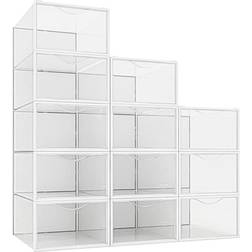 Seseno Store Space Saving Bins Clear White Shoe Rack 9.5x5.7" 12