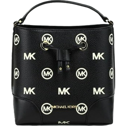Michael Kors Women's Mercer Small Embossed Drawstring Bucket Messenger Bag - Black