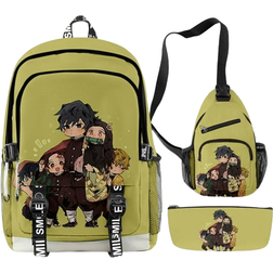 Moning Kimetsu No Yaiba Tomioka Giyuu Cartoon Travel 3 Set Backpack - Green