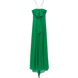 Mango Draped Insert and Bow Dress - Green