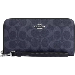 Coach Long Zip Around Wallet In Signature Canvas - Silver/Denim/Midnight Navy