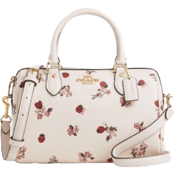 Coach Rowan Satchel Bag With Ladybug Floral Print - Gold/Chalk Multi