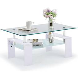 TUKAILAi Modern White Coffee Table 23.6x39.4"