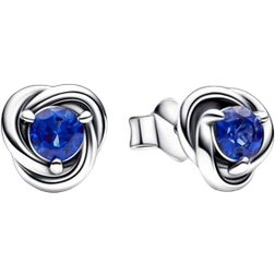 Pandora September Birthstone Eternity Circle Stud Earrings - Silver/Blue