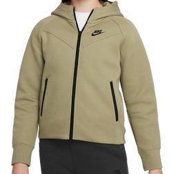Nike Girls' Sportswear Tech Fleece Full-Zip Hoodie - Neutral Olive/Black/Black
