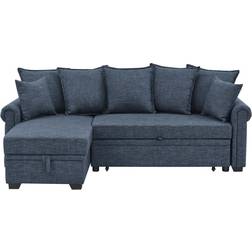 Lark Manor Ameliarae 4 Dark Blue Linen Blend Sofa 86" 3 Seater