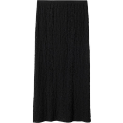 Mango Open Textured Skirt - Black