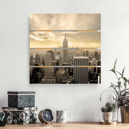 Klebefieber Manhattan Dawn Grey/Gold Wanddeko 48x48cm