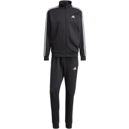 Adidas Basic 3-Stripes Fleece Tracksuit - Black